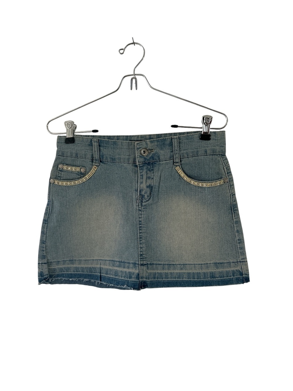 Jeans D Denim Mini Skirt with Embellished Pockets - Light Blue NWOT sz 3